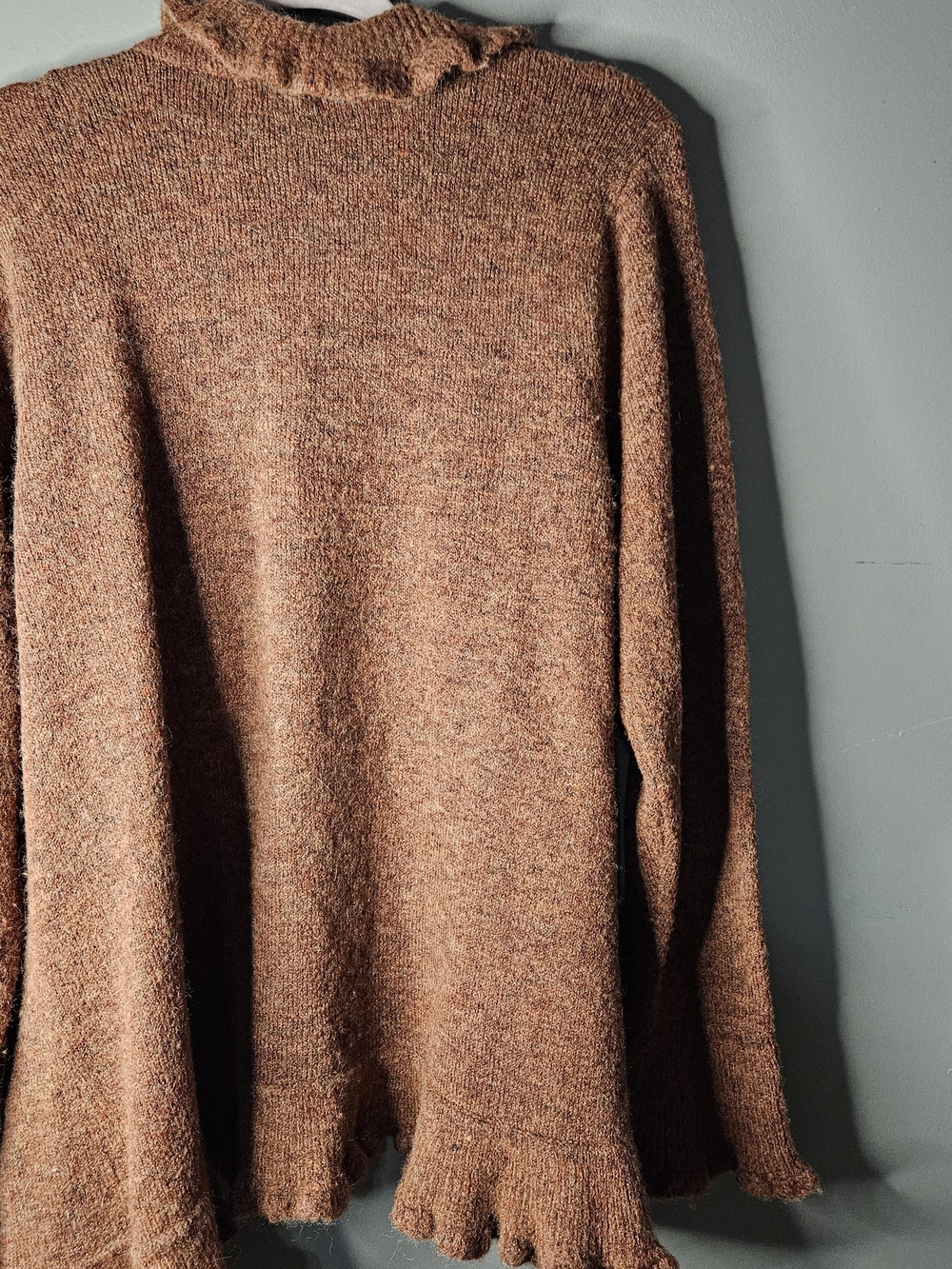 Carole Little Brown Ruffle-Trim Open Cardigan Sweater - Picture 4 of 4